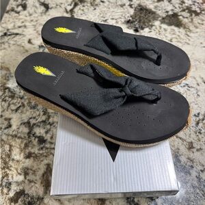 Volatile Black Espadrille Flip-Flops